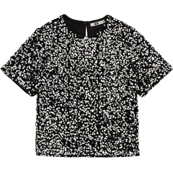 WE Fashion Tričko čierna / strieborná 66238219