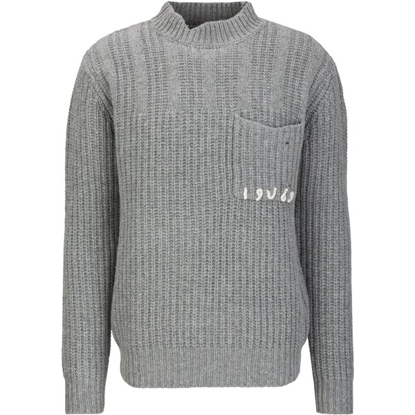 19V69 ITALIA Sveter Areo sivá melírovaná / biela 66238264