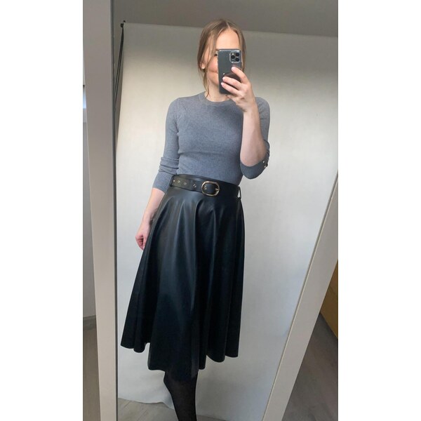 modnenakupy.sk Dlhá koženková sukňa s opaskom POLLY 66238795