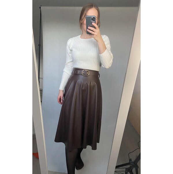 modnenakupy.sk Dlhá koženková sukňa s opaskom POLLY 66238796