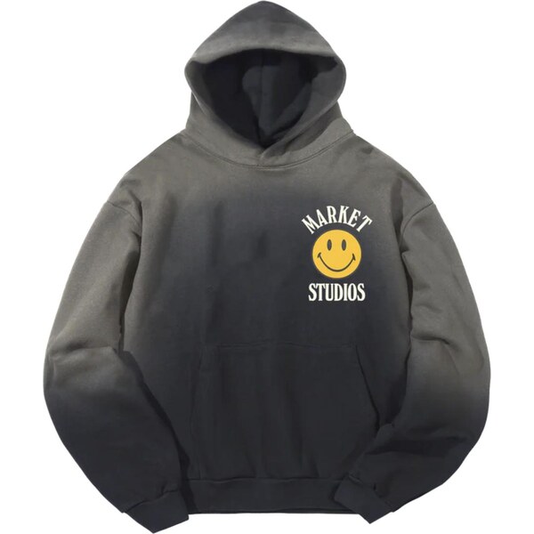 Market Smiley Upside Down Lock-up Hoodie Jet Black - Pánske - Mikina 66362032