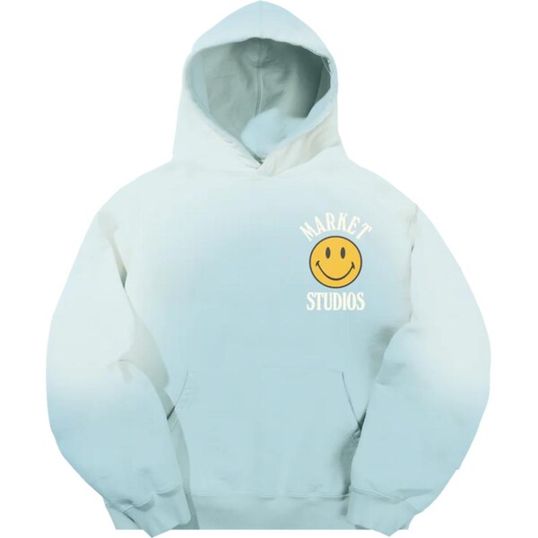 Market Smiley Upside Down Lock-up Hoodie Retro Blue - Pánske - Mikina 66362033