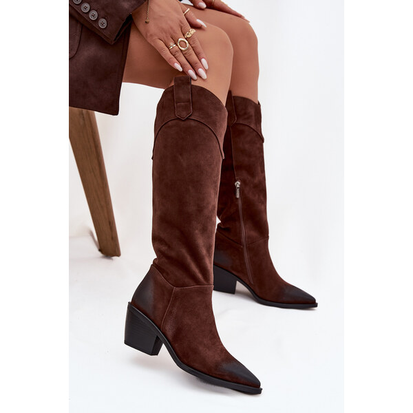 ARTIKER Dámske čižmy na podpätku z prírodného semišu 66472928