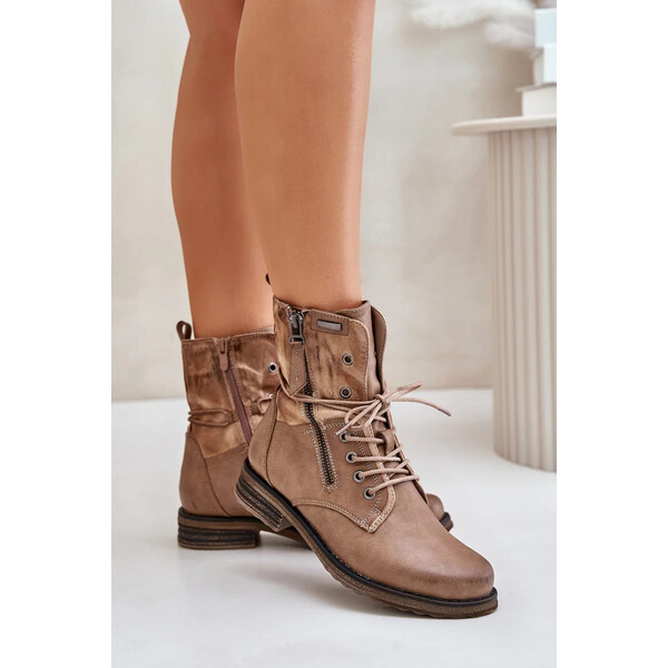 Kesi Dámske členkové topánky Workery Dark Beige Perfecto 66656287