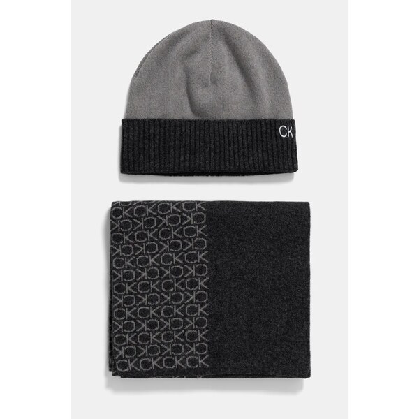 Čiapka a šál s prímesou vlny Calvin Klein 58276513