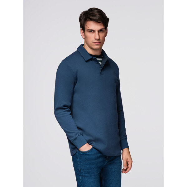 Ombre Mens structured knit polo collar sweatshirt - dark blue 50543606