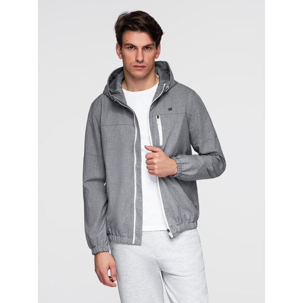 Ombre Mens lightweight sports jacket with fleece lining - gray 64782406