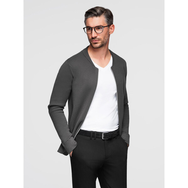 Ombre Mens plain zip sweater - graphite 65670608
