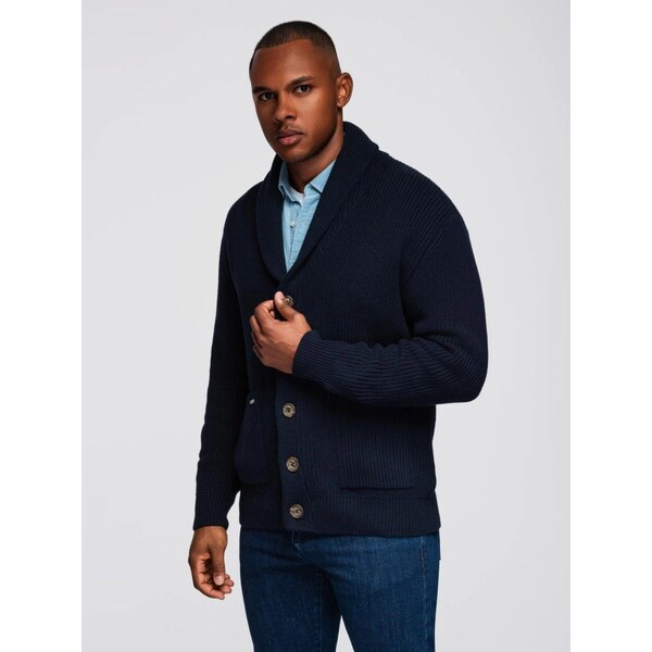 Ombre Clothing Tmavomodrý pánsky pletený kardigán na gombíky V1 SWCD 66247328