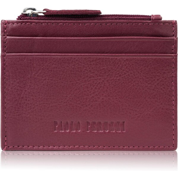 Paolo Peruzzi Kožené puzdro na karty s vreckom na zips RFID | červená 66248221