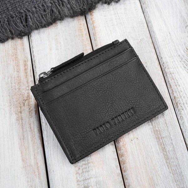 Paolo Peruzzi Kožené puzdro na karty s vreckom na zips RFID | čierna 66248224