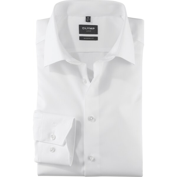 Pánska biela bavlnená košeľa Luxor OLYMP modern fit 66340407