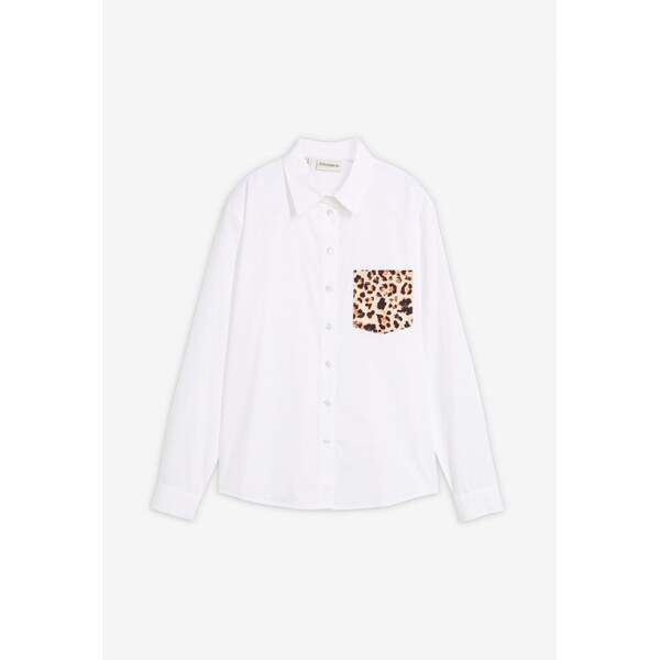 bonprix Oversize košeľa s kontrastným vreckom, farba biela 66229865