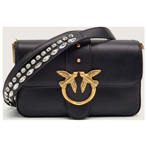 Pinko Kožená crossbody kabelka LOVE ONE MINI SLOUCHY 66249406