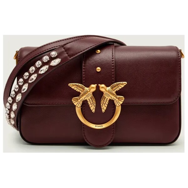 Pinko Kožená crossbody kabelka LOVE ONE MINI SLOUCHY 66248341