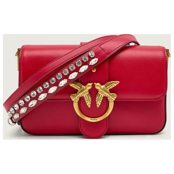 Pinko Kožená crossbody kabelka LOVE ONE MINI SLOUCHY 66249405