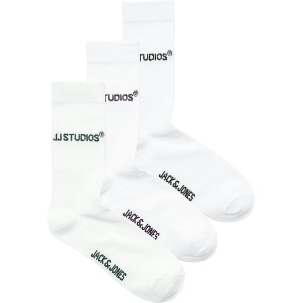 JACK & JONES Ponožky JACSOHO tmavozelená / čierna / biela / vaječná 66257327