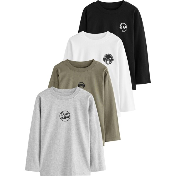 Next Tričko sivá melírovaná / kaki / čierna / biela 66257452