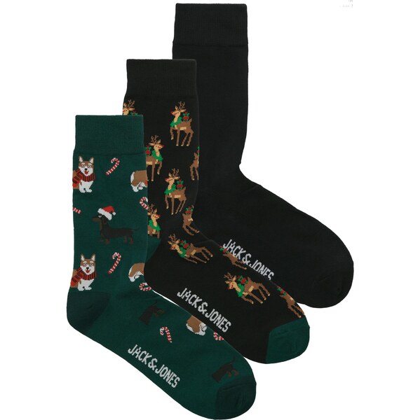 JACK & JONES Ponožky JACXMAS tmavomodrá / karamelová / smaragdová / 66257556