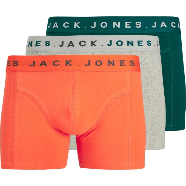 JACK & JONES Boxerky JACBENNETT sivá melírovaná / jedľová / oranžová 66257575