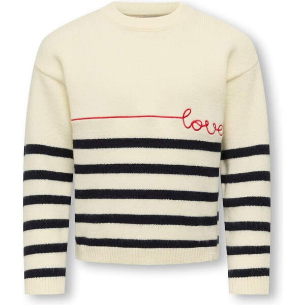 Only Mini Sveter KMGKATIA krémová / tmavočervená / čierna 66258368