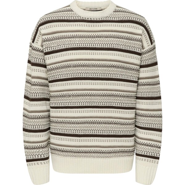Only & Sons Sveter ONSROY krémová / hnedá / svetlohnedá 66258601