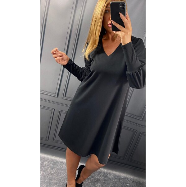 Áčkové šaty s dlhými rukávmi čierne 66260788