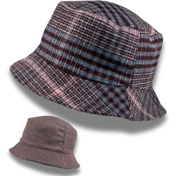 KRUMLOVANKA Obojstranný dámsky klobúk Bucket - staroružový - kocka Fa 66262706
