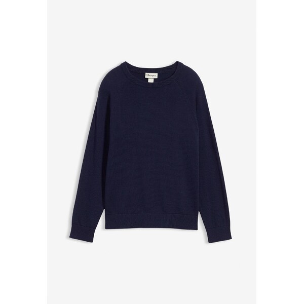 bonprix Jemne pletený pulóver z čistej bavlny, farba modrá 64922196