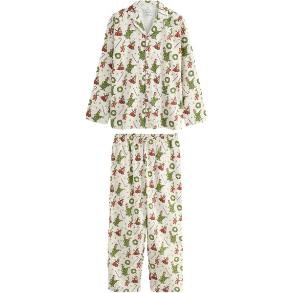 Next Dlhé pyžamo krémová / hnedá / zelená / červená 66263625