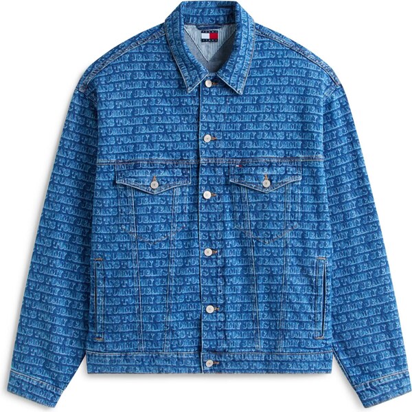 Tommy Jeans Prechodná bunda AOP modrá denim / biela 66263701