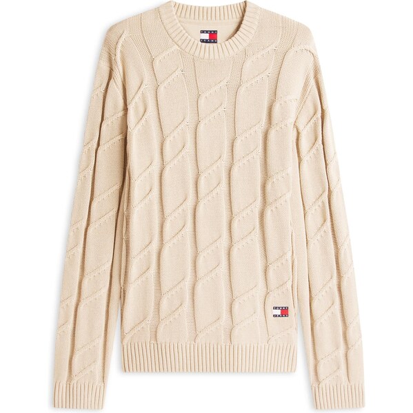 Tommy Jeans Sveter béžová / námornícka modrá / červená / biela 66263703