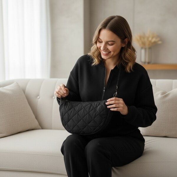 JOHN-C Čierna prešívaná kabelka na rameno Romana 66264988