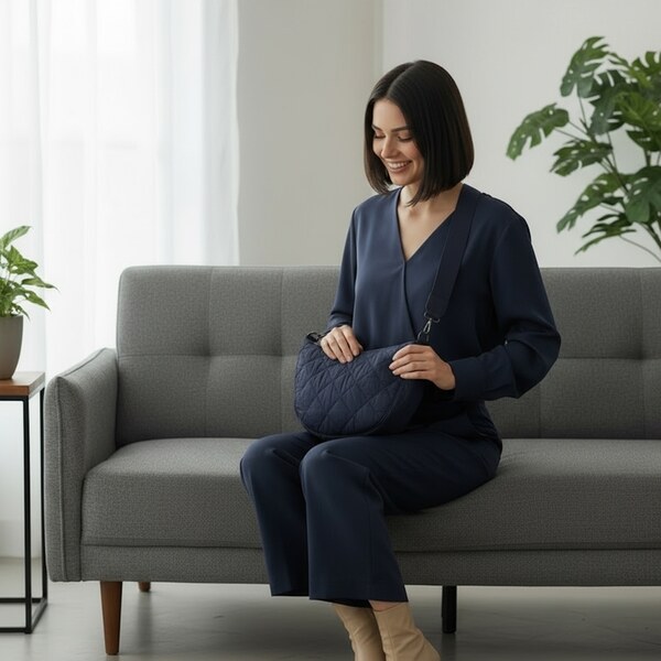 JOHN-C Modrá prešívaná kabelka na rameno Romana 66264987