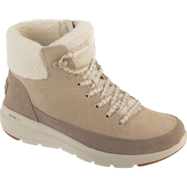 Béžové dámske semišové zimné topánky Skechers Glacial Ultra - Autumn 66269981