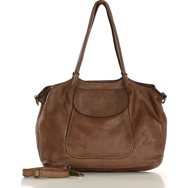 MARCO MAZZINI hnedá kožená shopper kabelka (v86h) 61532625