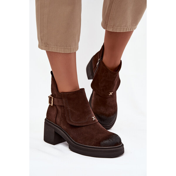 Členkové topánky z prírodného semišu Zazoo 66470606