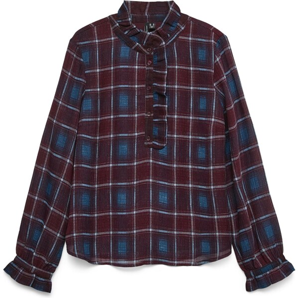 VERO MODA Blúzka VMEMILIE modrá / vínovo červená 66299143