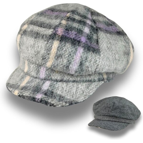 KRUMLOVANKA Obojstranná dámska zimná čiapka so šiltom - šedá Fa-59111 66298585