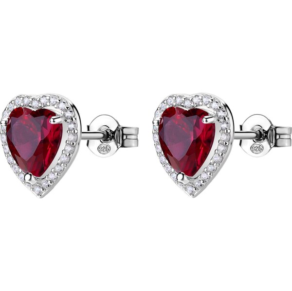 Brosway Strieborné srdiečkové náušnice Fancy Passion Ruby FPR142 66585102