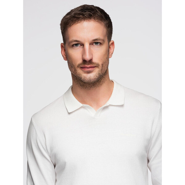 Ombre Mens polo sweater with embroidery on chest - white 66126894
