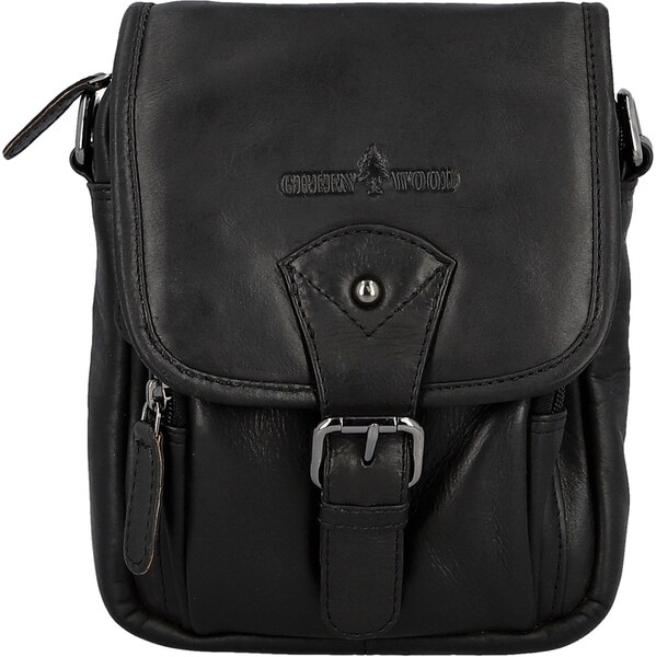 Pánska kožená taška cez rameno čierna - Greenwood Toan čierna 66455080