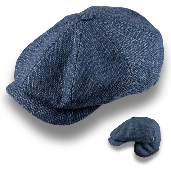 KRUMLOVANKA Pánska modrá zimná bekovka Hatteras vlnená s klakami na 66302869