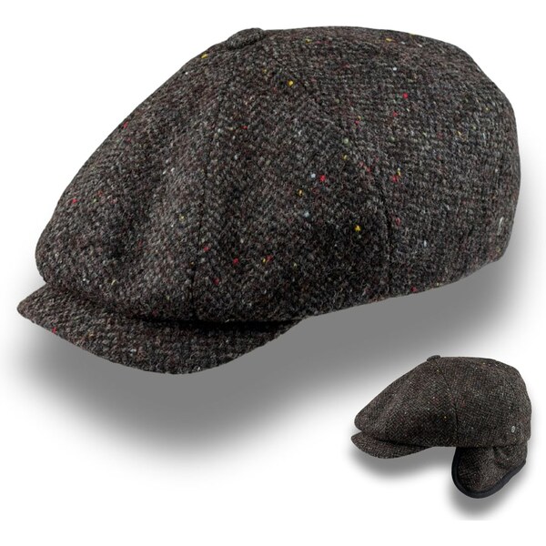 KRUMLOVANKA Pánska vlnená tvídová bekovka -8-dielna - hnedá (skryté 66302870