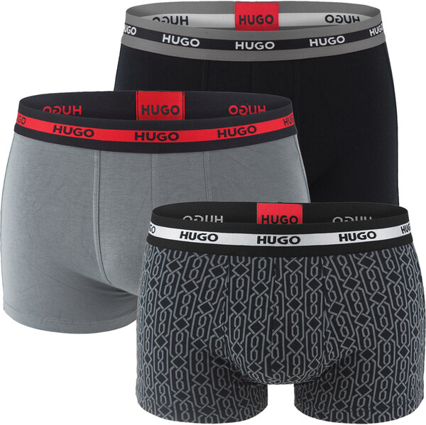 HUGO - boxerky 3PACK eco friendly organic cotton with modern chain 66303178