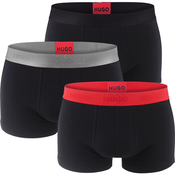 HUGO - boxerky 3PACK eco friendly cotton stretch black / modern tonal 66303181