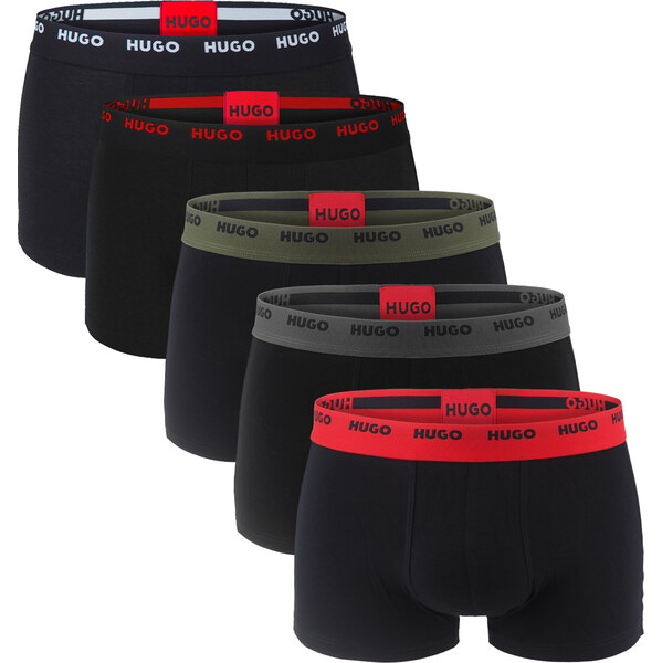 HUGO - boxerky 5PACK eco friendly stretch cotton black with modern 66303182