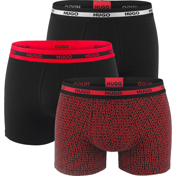 HUGO - boxerky 3PACK eco friendly organic cotton classic fit black / 66303183