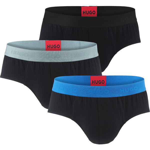 HUGO - slipy 3PACK eco friendly cotton stretch black / modern tonal 66303185