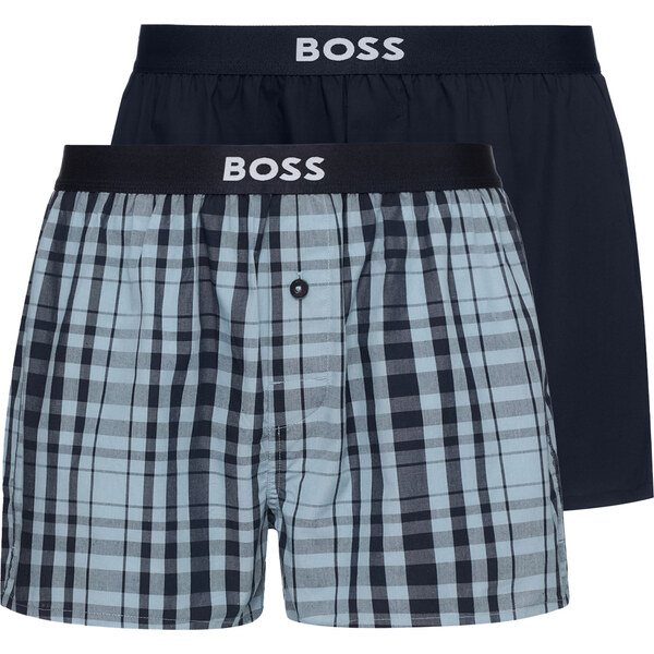 BOSS - trenky 2PACK natural pure cotton blue shapes & blue 66303186